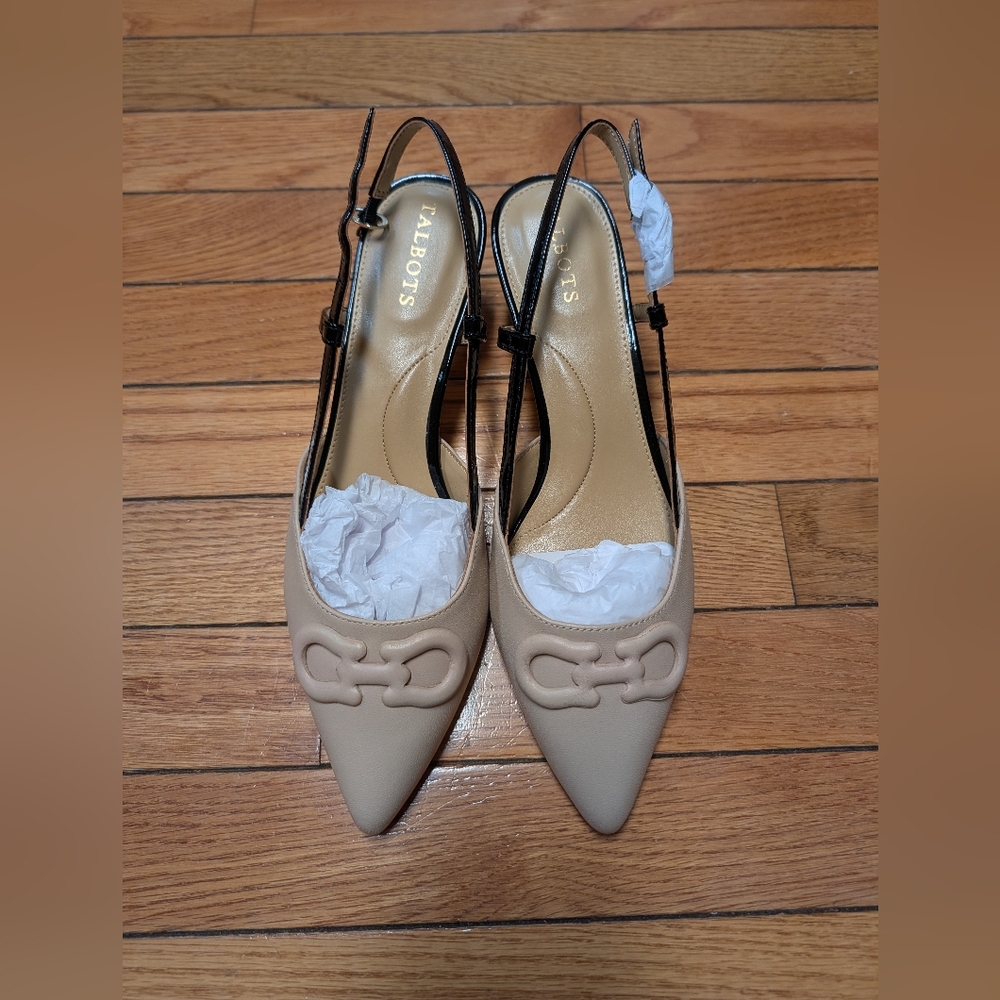 Talbots Taupe Slingback Heels